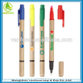 Stylo promotionnel de face double eco friendly artisanat papier Canon surligneur stylo